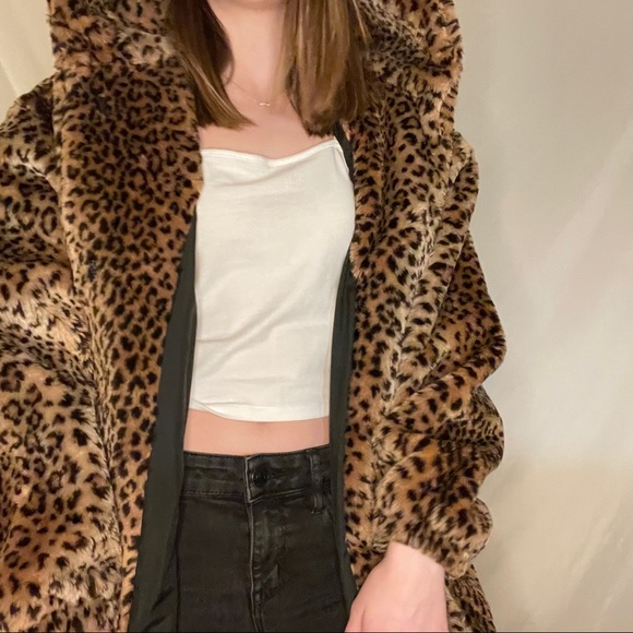 🐆 cheetah print faux fur coat with hood by duffel - Picture 6 of 8